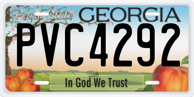 GA license plate PVC4292