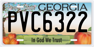 GA license plate PVC6322