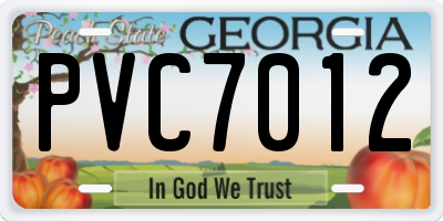 GA license plate PVC7012