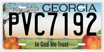 GA license plate PVC7192