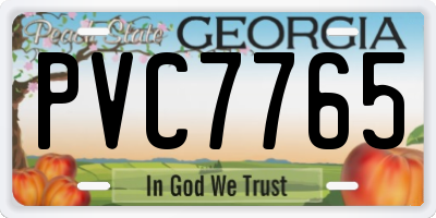 GA license plate PVC7765