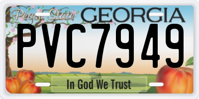 GA license plate PVC7949