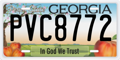 GA license plate PVC8772