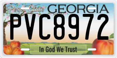 GA license plate PVC8972