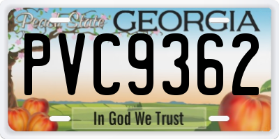GA license plate PVC9362