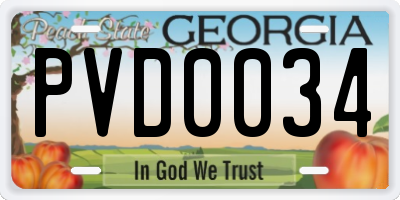 GA license plate PVD0034