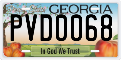 GA license plate PVD0068