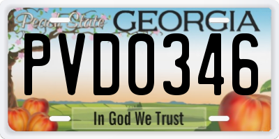 GA license plate PVD0346