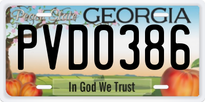 GA license plate PVD0386