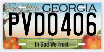 GA license plate PVD0406