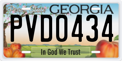 GA license plate PVD0434