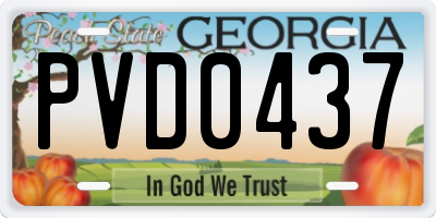 GA license plate PVD0437