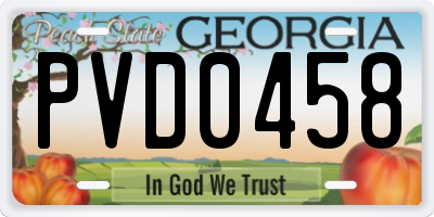 GA license plate PVD0458