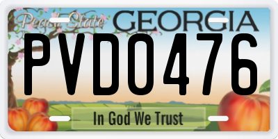 GA license plate PVD0476