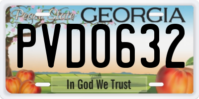 GA license plate PVD0632