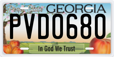 GA license plate PVD0680