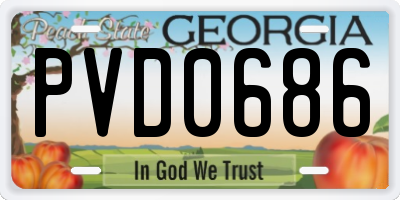 GA license plate PVD0686