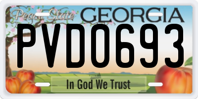 GA license plate PVD0693