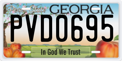 GA license plate PVD0695