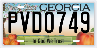 GA license plate PVD0749