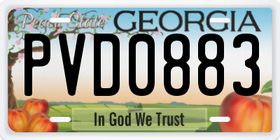 GA license plate PVD0883