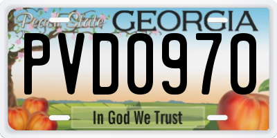 GA license plate PVD0970