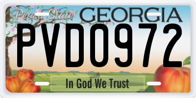 GA license plate PVD0972