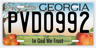 GA license plate PVD0992