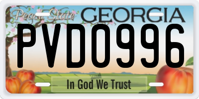 GA license plate PVD0996