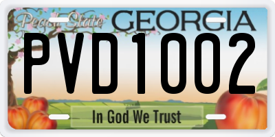 GA license plate PVD1002