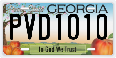 GA license plate PVD1010