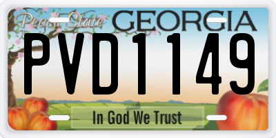 GA license plate PVD1149