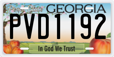 GA license plate PVD1192