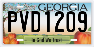 GA license plate PVD1209