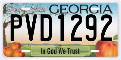 GA license plate PVD1292