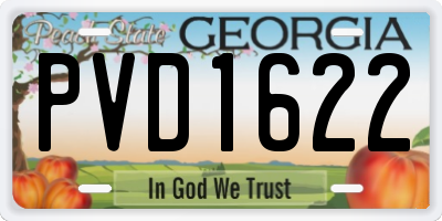 GA license plate PVD1622