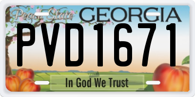 GA license plate PVD1671