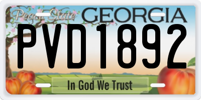 GA license plate PVD1892