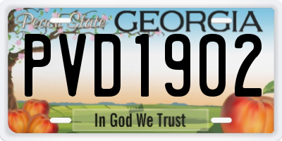 GA license plate PVD1902