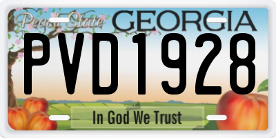 GA license plate PVD1928