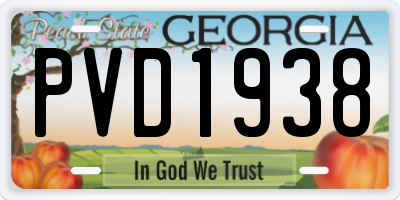 GA license plate PVD1938