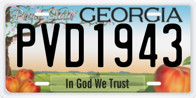 GA license plate PVD1943