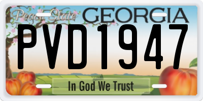 GA license plate PVD1947