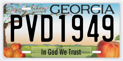 GA license plate PVD1949