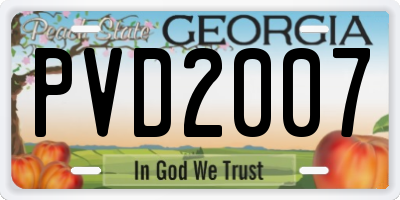 GA license plate PVD2007