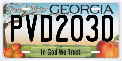 GA license plate PVD2030