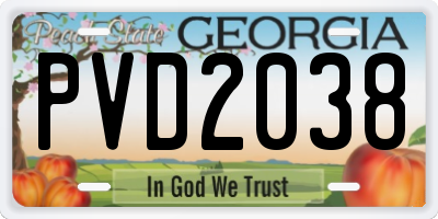 GA license plate PVD2038