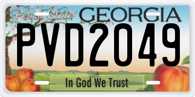 GA license plate PVD2049