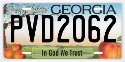 GA license plate PVD2062