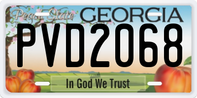 GA license plate PVD2068